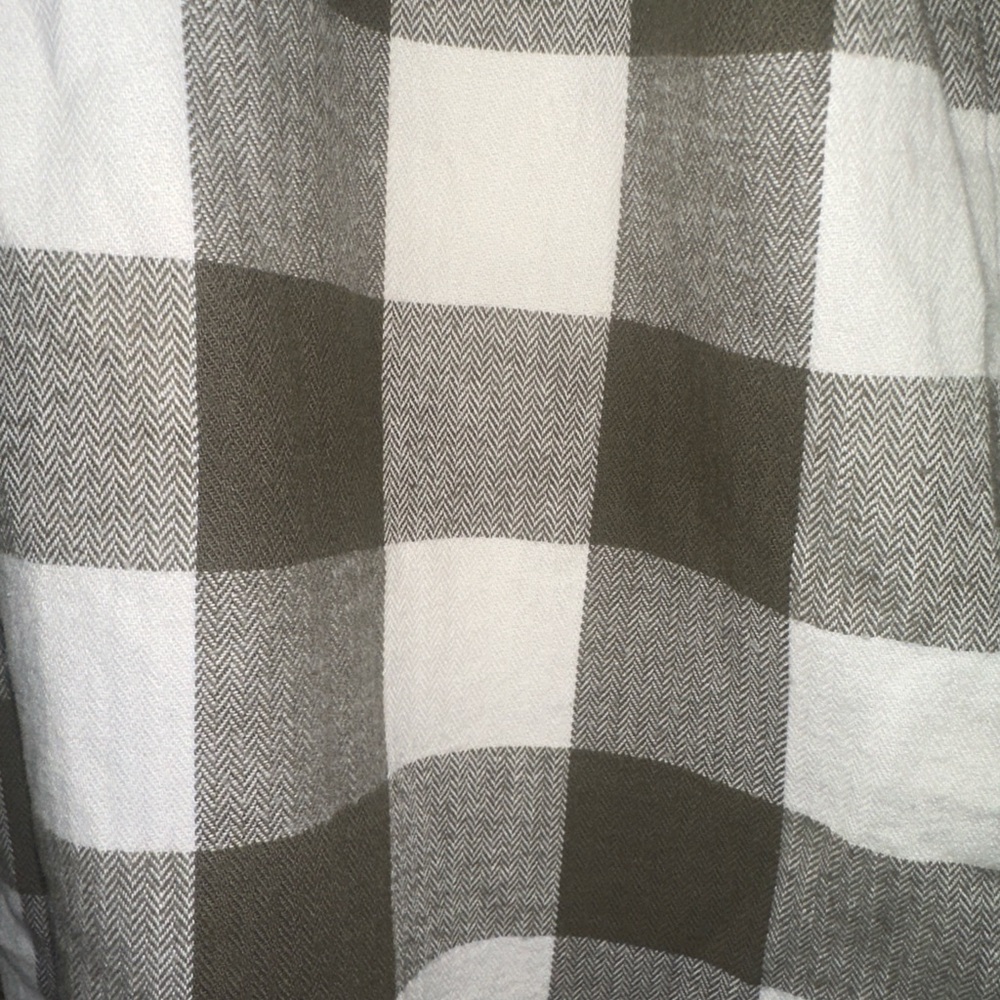 LOFT Buffalo Check Button Down Shirt XS Neutral Preppy Coastal Cotton - Picture 9 of 10